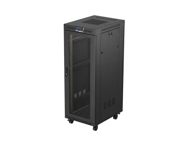 19" VOLNĚ STOJÍCÍ RACKOVÁ SKŘÍŇ 32U 600X800 ČERNÁ LCD PERFOROVANÁ DVÍŘKA LANBERG (PLOCHÉ BALENÍ)