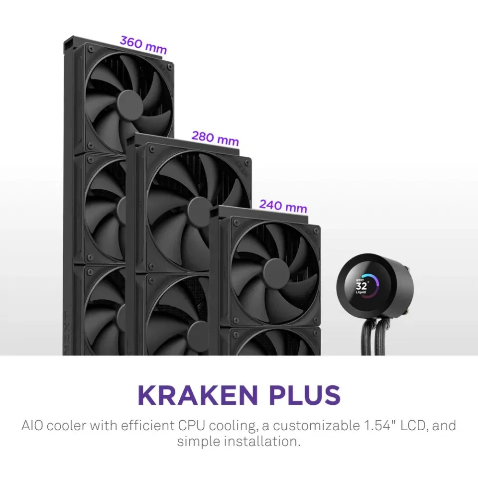 NZXT vodní chladič Kraken 240 / 2x120mm fan / 4-pin PWM / LCD disp. / 6 let (RL-KN240-B2)