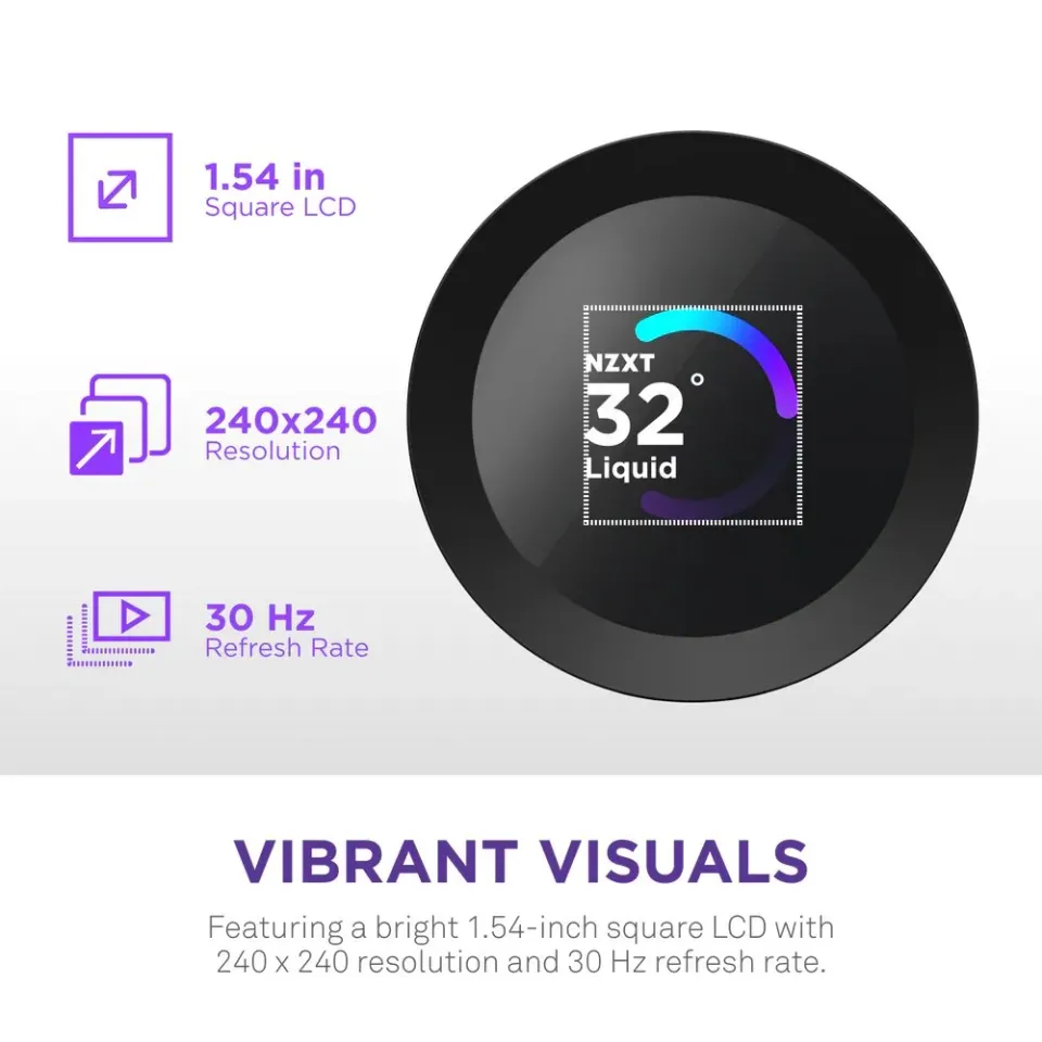 NZXT vodní chladič Kraken 240 / 2x120mm fan / 4-pin PWM / LCD disp. / 6 let (RL-KN240-B2)