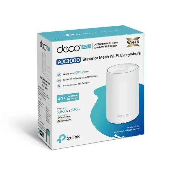 TP-Link Deco X50-4G(1-pack) - LTE 4G+ CAT6 modem a AX3000 Wi-Fi 6 Mesh systém pr
