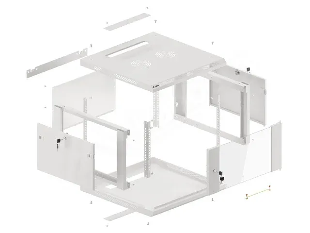 LANBERG 19" RACKOVÁ SKŘÍŇ PRO MONTÁŽ NA STĚNU 6U/600X600 (FLAT PACK) S PROSKLENÝMI DVEŘMI ŠEDÁ V2