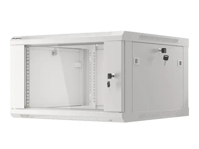 LANBERG 19" RACKOVÁ SKŘÍŇ PRO MONTÁŽ NA STĚNU 6U/600X600 (FLAT PACK) S PROSKLENÝMI DVEŘMI ŠEDÁ V2