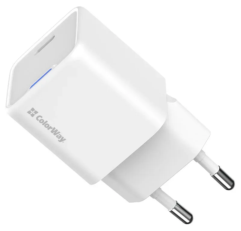 COLORWAY 1x USB-C/ síťová nabíječka/ GaN/ PD/ PPS/ 20W/ Bílá