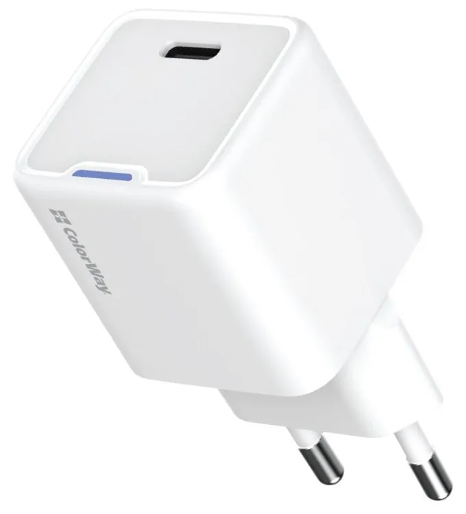 COLORWAY 1x USB-C/ síťová nabíječka/ GaN/ PD/ PPS/ 20W/ Bílá