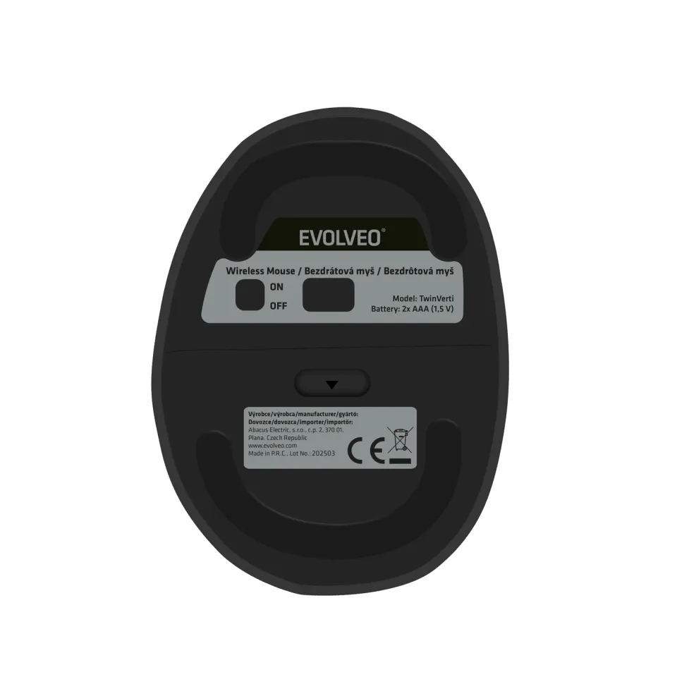 EVOLVEO LadyErgo, tichá vertikální ergonomická myš, 2.4GHz, černá