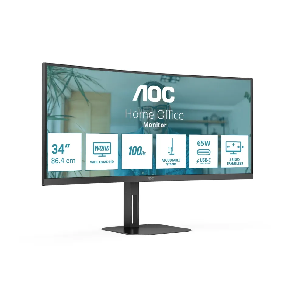 AOC LCD CU34V5C 34" zakřivený VA/3440x1440@100Hz/1ms/300cd/HDMI/DP/4xUSB/USB-C/R