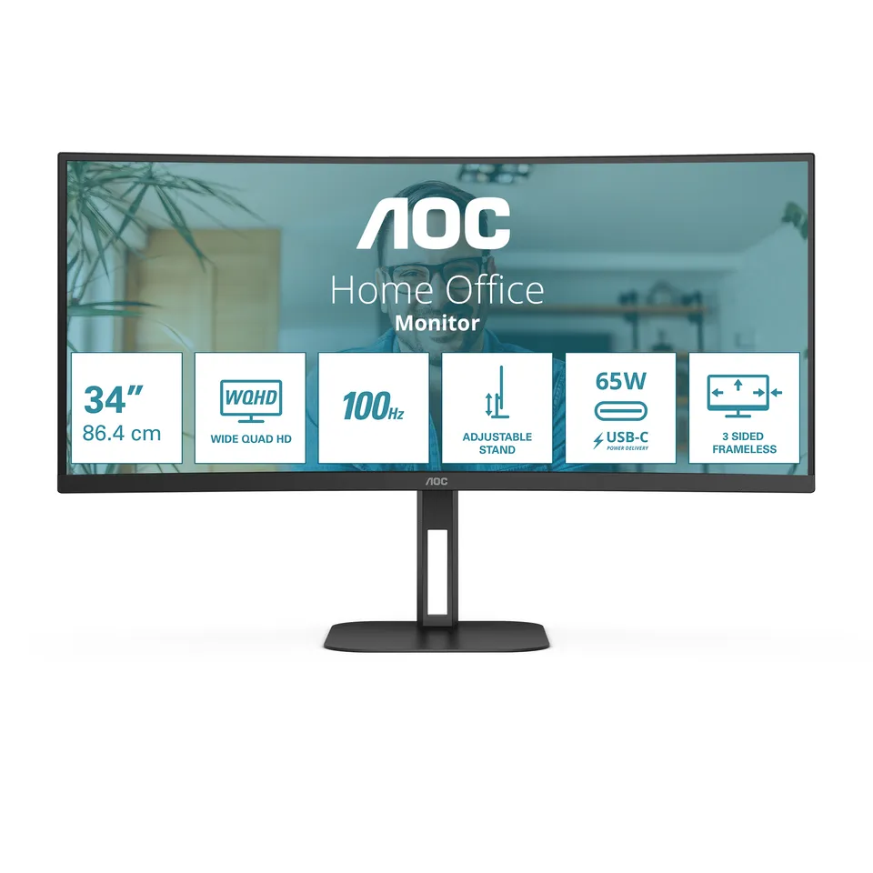 AOC LCD CU34V5C 34" zakřivený VA/3440x1440@100Hz/1ms/300cd/HDMI/DP/4xUSB/USB-C/R