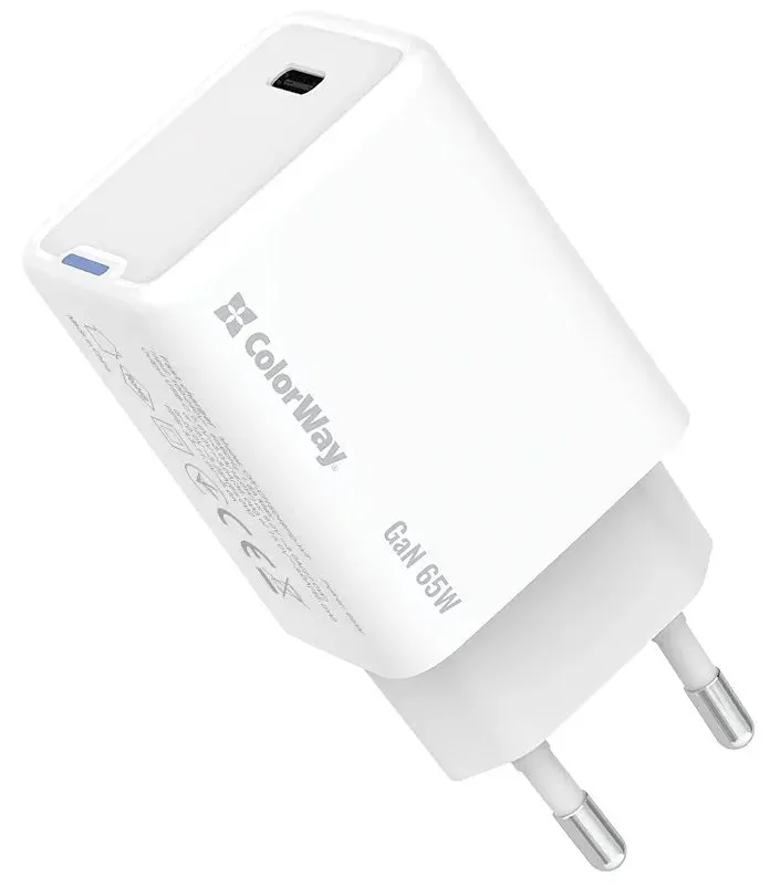 COLORWAY 1x USB-C / síťová nabíječka/ GaN/ PD/ PPS/ 65W/ Bílá