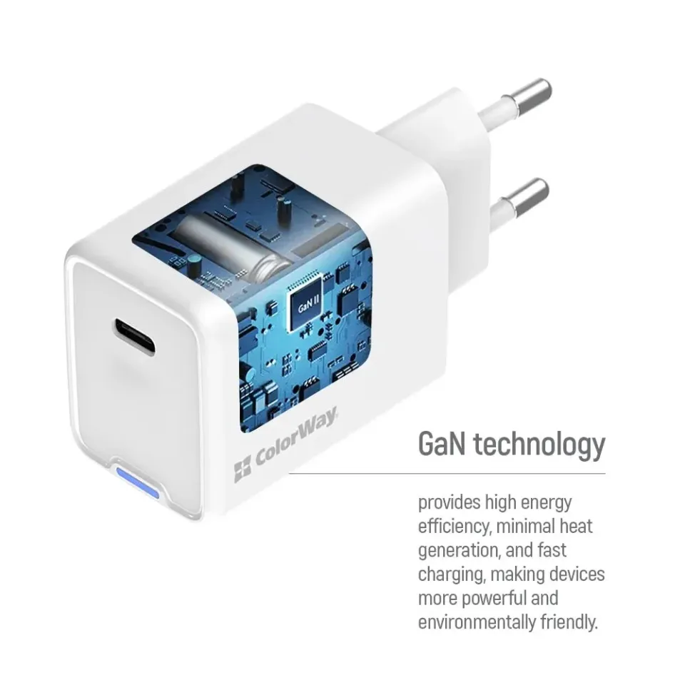 COLORWAY 1x USB-C / síťová nabíječka/ GaN/ PD/ PPS/ 65W/ Bílá