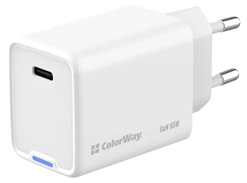COLORWAY 1x USB-C / síťová nabíječka/ GaN/ PD/ PPS/ 65W/ Bílá