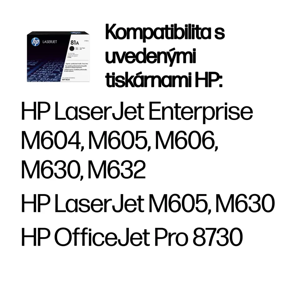 HP CF281A černý toner č.81A malý cca 10500str. (pro LJ M604, M605, M606, M630, black)