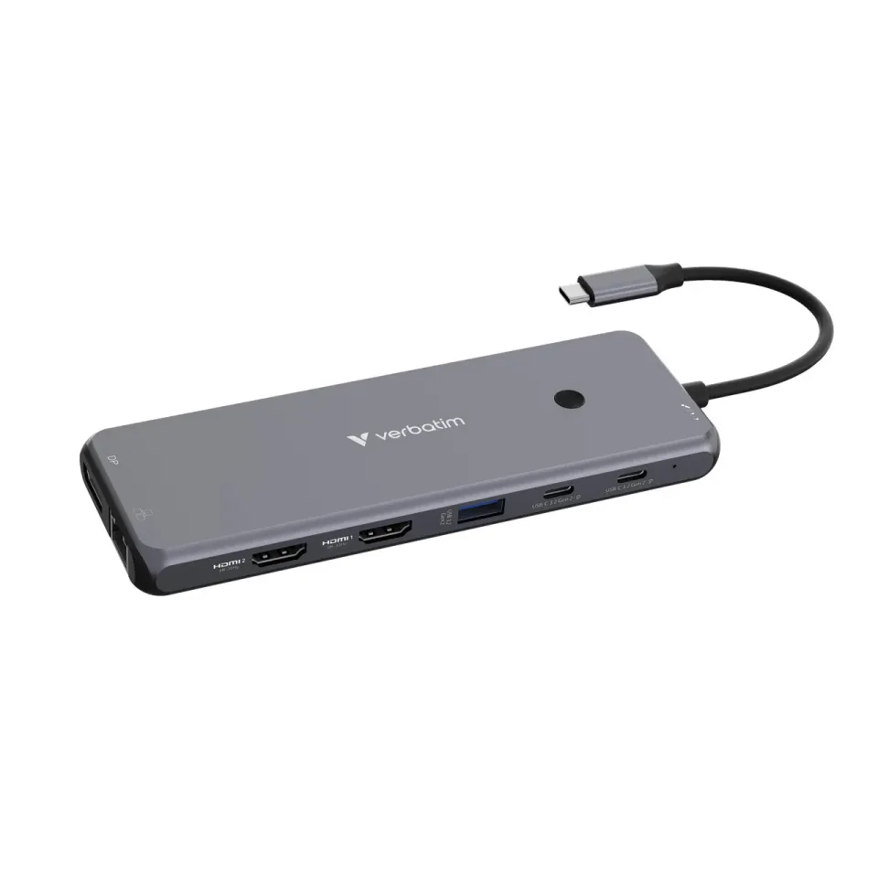 VERBATIM Hub USB-C Pro Multiport 13 Port, 6x USB-A, 2x USB-C, 2x HDMI, DP, RJ45, 3.5mm Jack audio, šedá