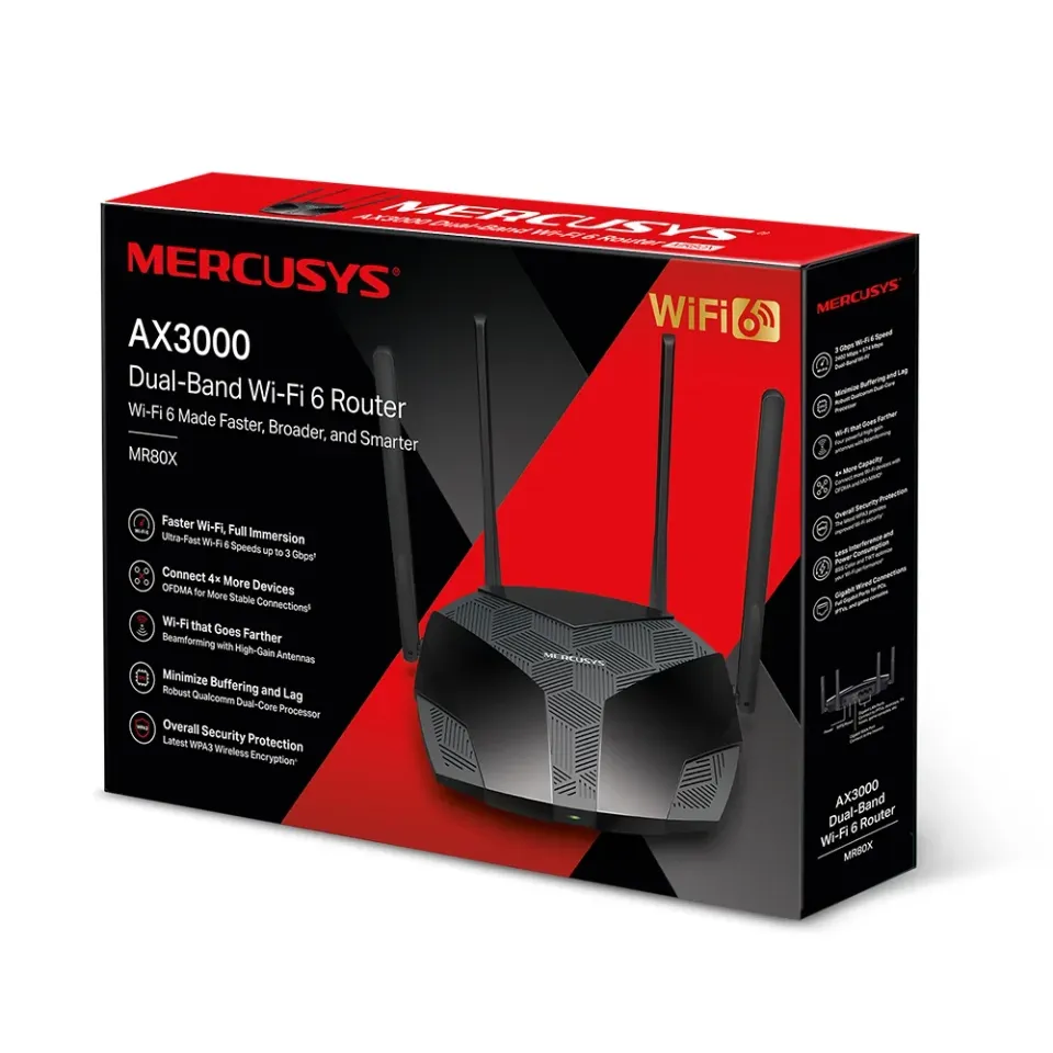 MERCUSYS MR80X - AX1800 Bezdrátový Dual Band Wi-Fi 6 Router