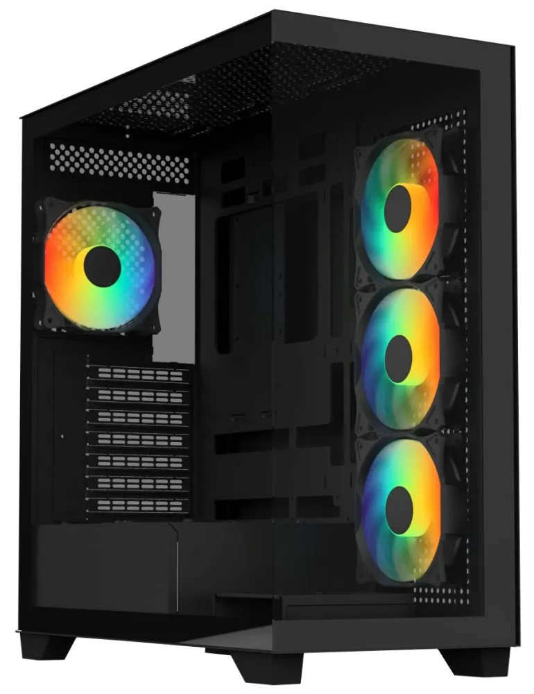 BitFenix skříň CETO / ATX / 4x 120mm FRGB fan / 2x USB 3.0 / USB-C / tvrzené sklo / černá
