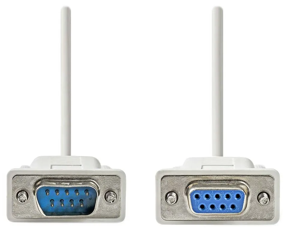 NEDIS sériový kabel/ D-SUB 9-pin zástrčka - D-SUB 9-pin zásuvka/ slonovinová/ bulk/ 2m