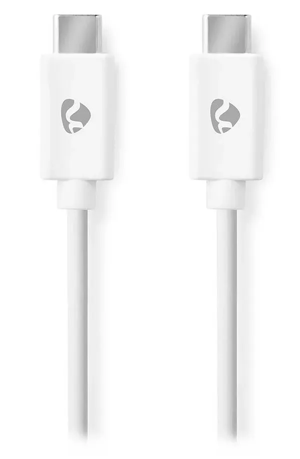 NEDIS kabel USB 2.0/ zástrčka USB-C - zástrčka USB-C/ 60 W/ 480 Mbps/ poniklovaný/ bílý/ bulk/ 3m