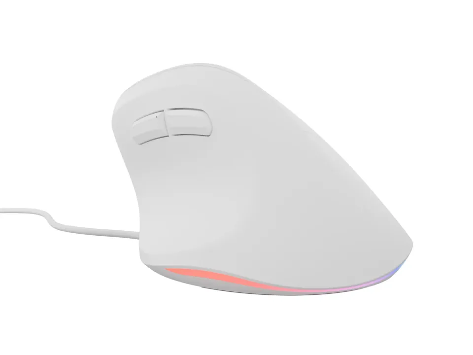 Vertikální myš Natec CRAKE 2 PRO/Vertikální/Optická/Pro praváky/12 400 DPI/Drátové USB-A/Bílá