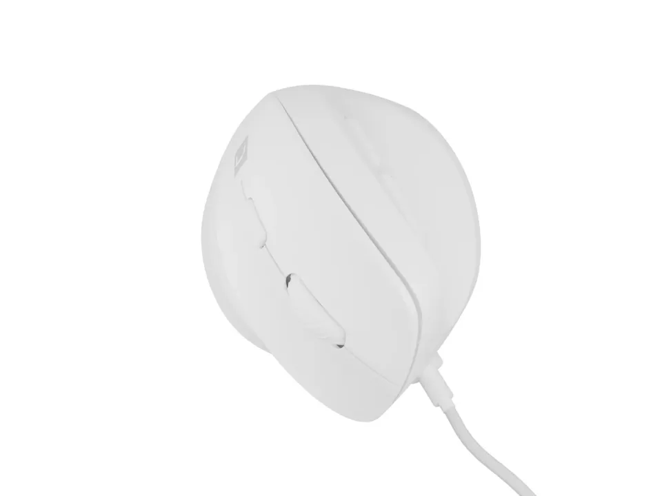 Vertikální myš Natec CRAKE 2 PRO/Vertikální/Optická/Pro praváky/12 400 DPI/Drátové USB-A/Bílá