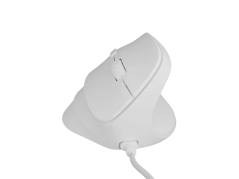 Vertikální myš Natec CRAKE 2 PRO/Vertikální/Optická/Pro praváky/12 400 DPI/Drátové USB-A/Bílá