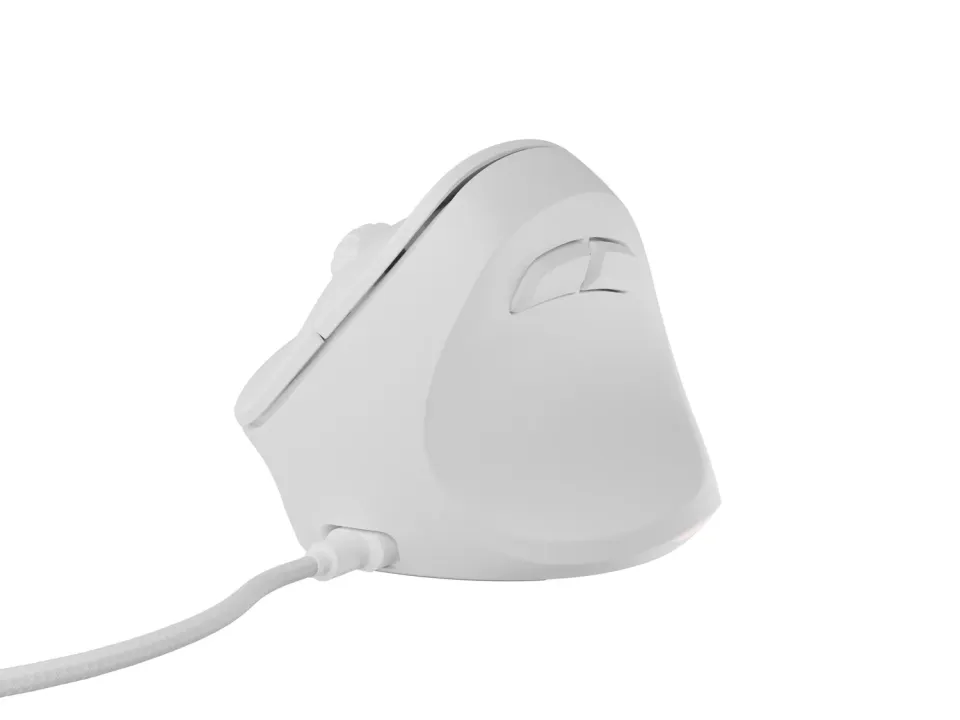 Vertikální myš Natec CRAKE 2 PRO/Vertikální/Optická/Pro praváky/12 400 DPI/Drátové USB-A/Bílá