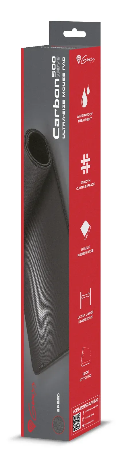 Herní podložka pod myš Genesis Carbon 500 ULTRA WAVE 110X45 cm, černá