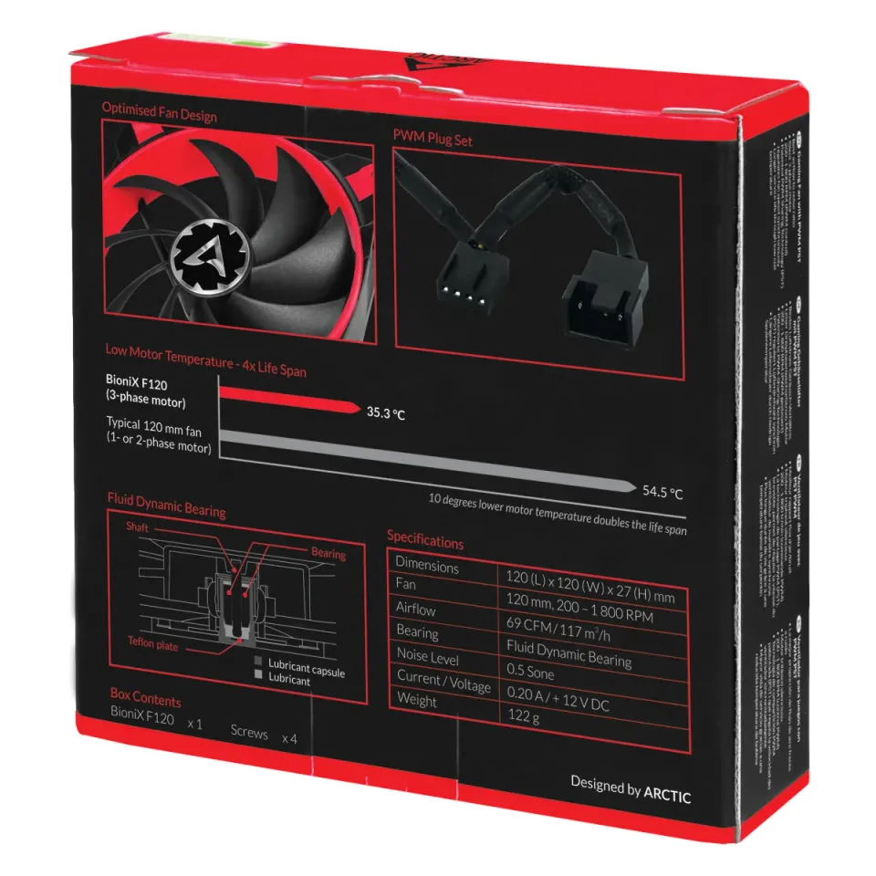 ARCTIC BioniX F120 (Red) – 120mm eSport fan