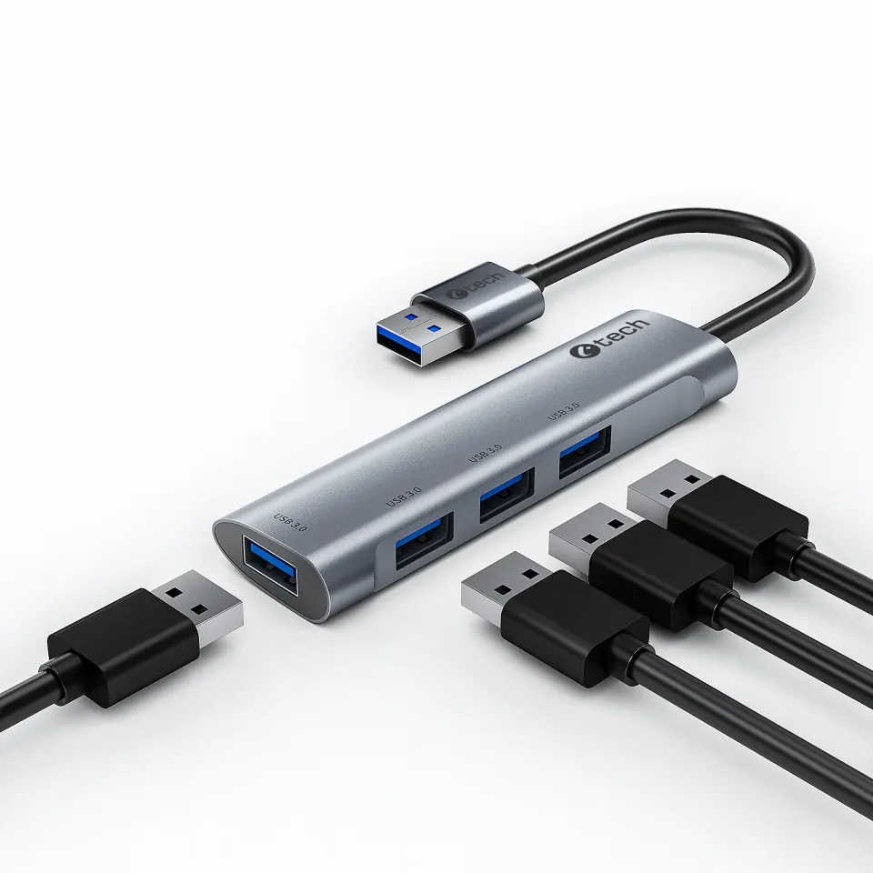 C-TECH HUB USB, UHB-U3-AL, 4x USB 3.2 Gen 1, hliníkové tělo