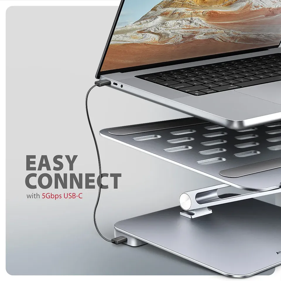 AXAGON HMC-STND, stojan pro 10"-16" notebooky, USB 5Gbps hub, 3x USB-A, HDMI 4k/