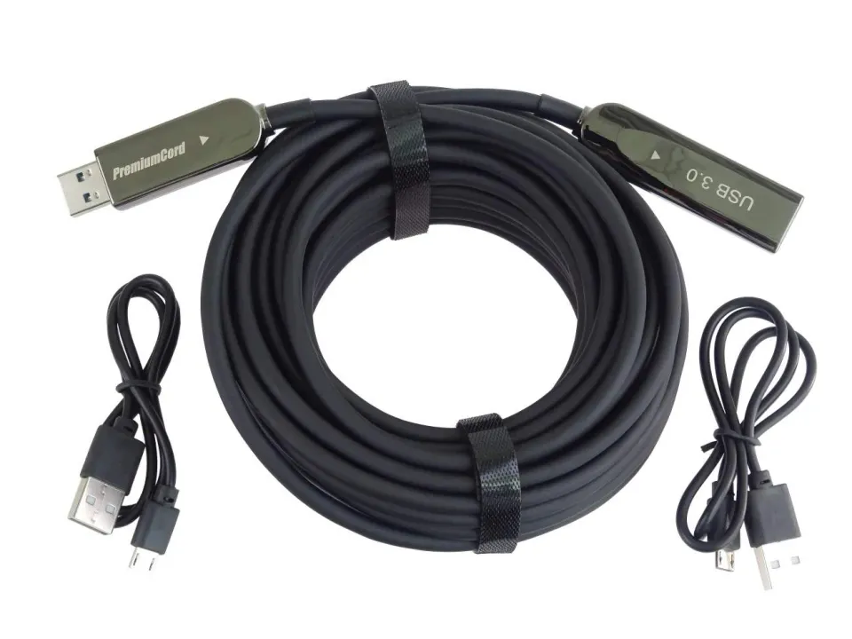 PremiumCord USB3.0 + 2.0 prodlužovací optický AOC kabel A/Male - A/Female 20m