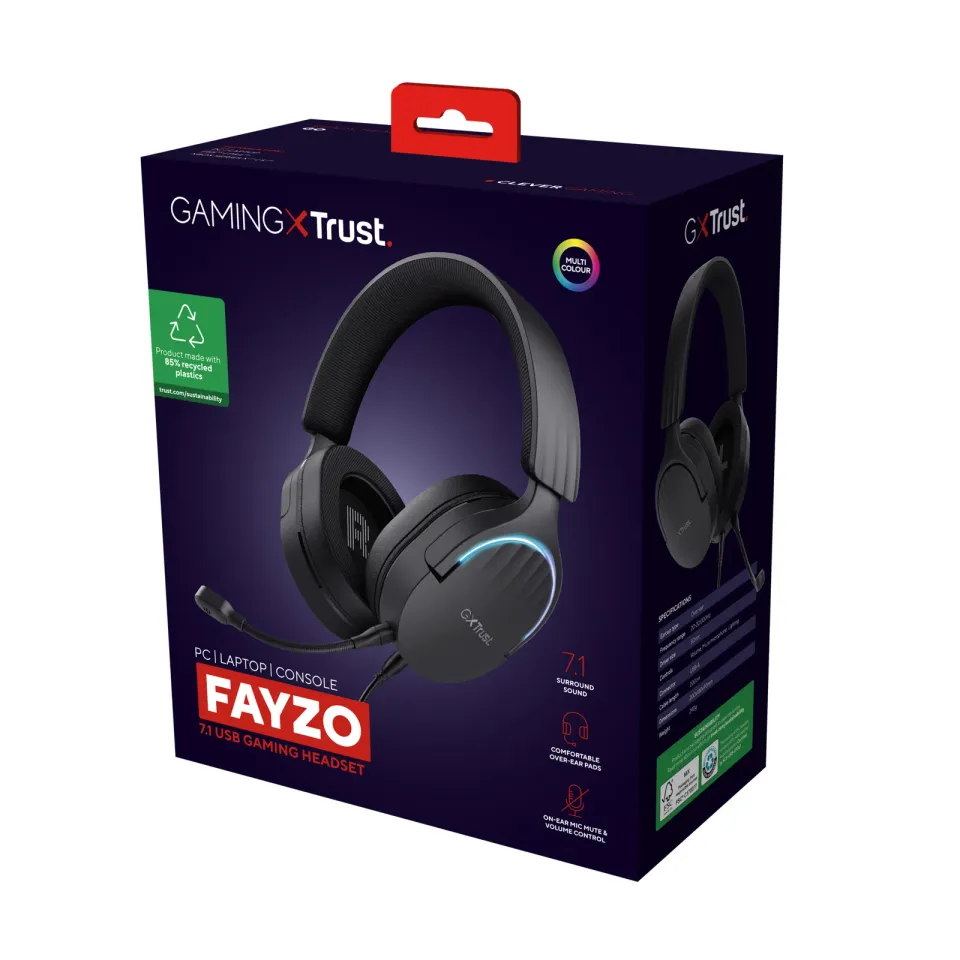 TRUST Herní sluchátka GXT 490 FAYZO, USB, černá