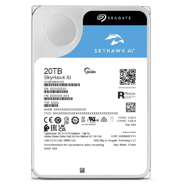 Seagate SkyHawk AI HDD, 20TB, SATAIII, 256MB cache, 7.200RPM