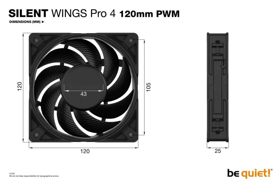 Be quiet! / ventilátor Silent Wings PRO 4 / 120mm / PWM / 4-pin / 36,9dBA