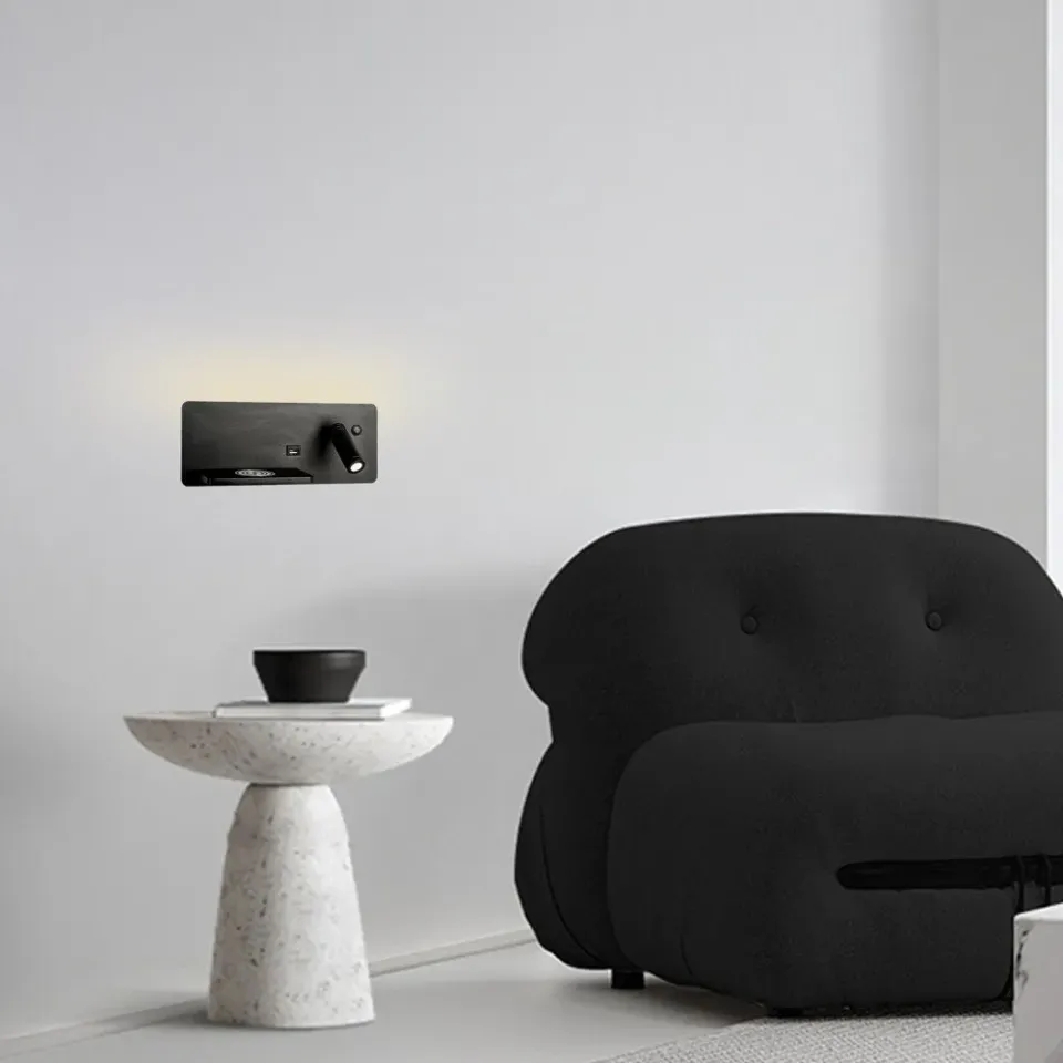 IMMAX LED Be PREPARE 4v1, bodové svítidlo s Qi nabíjením, USB, černá, varianta levá