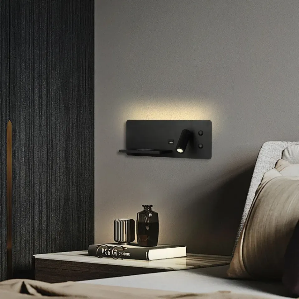 IMMAX LED Be PREPARE 4v1, bodové svítidlo s Qi nabíjením, USB, černá, varianta levá