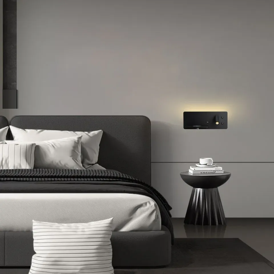 IMMAX LED Be PREPARE 4v1, bodové svítidlo s Qi nabíjením, USB, černá, varianta levá