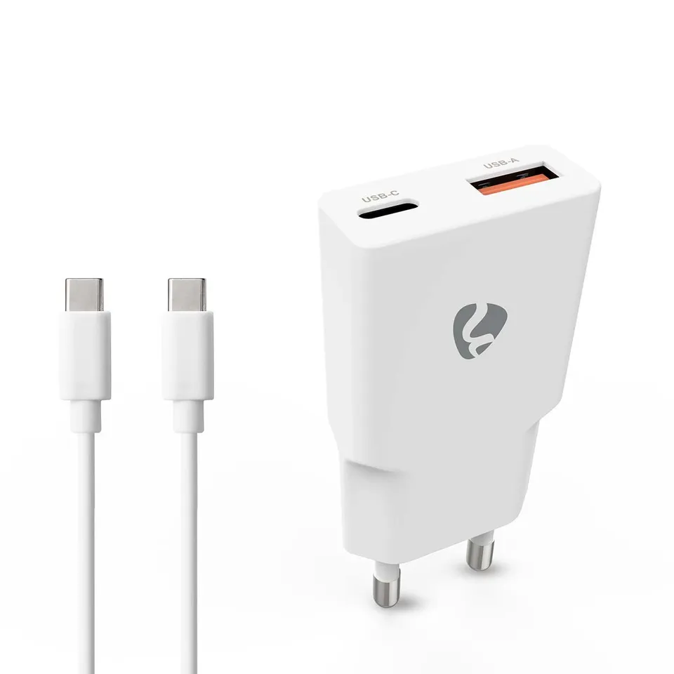 Nedis WCHA20WTUC - 20 W | GaN | PD3.0 | Funkce rychlého nabíjení | 1.5 / 2.0 / 2