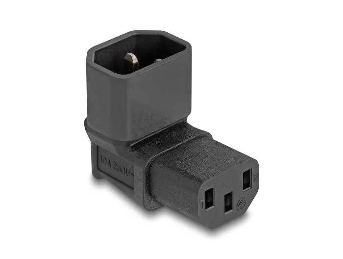 Delock Napájecí adaptér IEC 60320 – z C14 na C13, zástrčka / zásuvka, 2,5 A, 90°