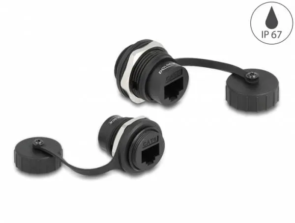 Delock Integrovaný konektor RJ45 Cat.6 s ochrannou krytkou prachotěsnou a vodotě