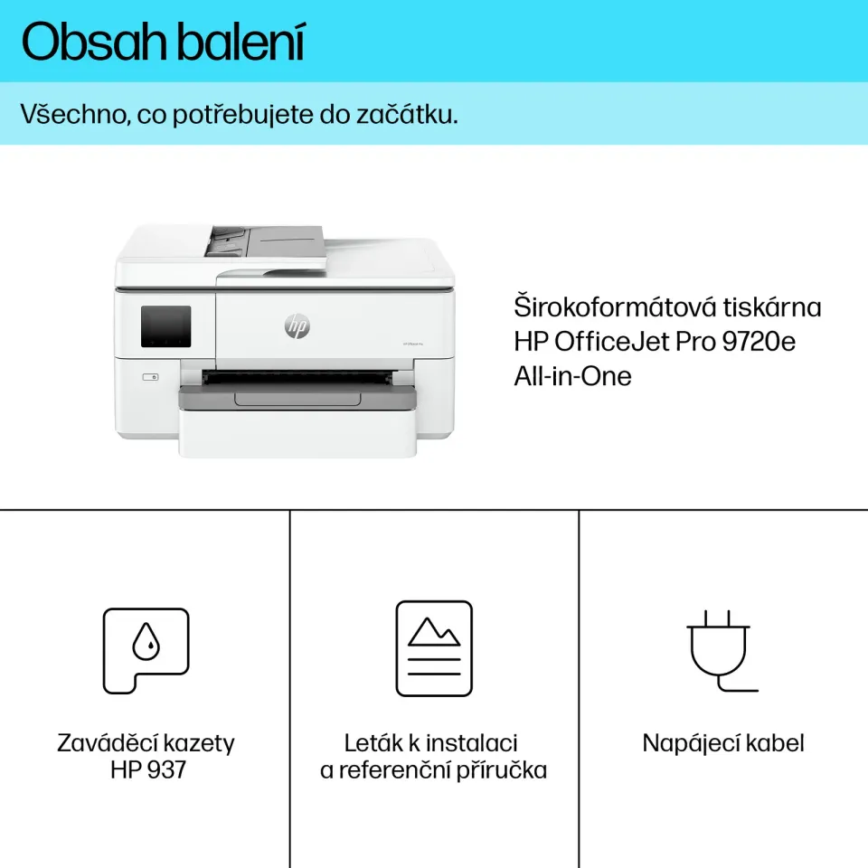 HP OfficeJet 9720e WideFormat/ PSC/ A3/ 22 ppm/ 1200x4800dpi/ wifi/ USB/ LAN/ duplex/ AirPrint/ program HP+