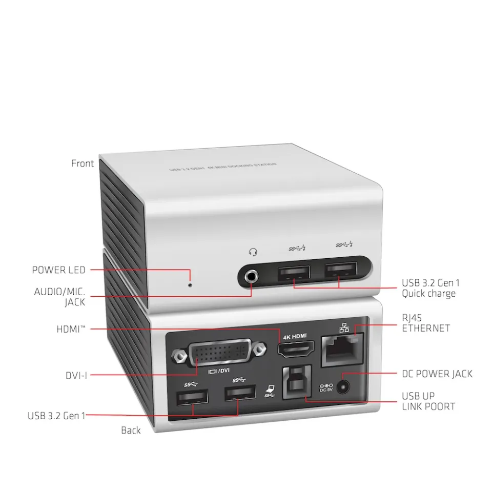 Club3D Dokovací stanice USB-A 8v1, 1xHDMI, 1xDVI, 4xUSB, 1xRJ45, 1x3.5mm, šedá