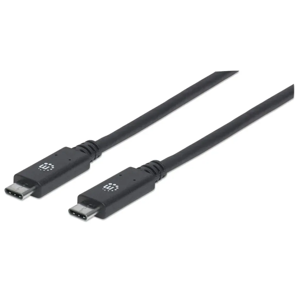 Manhattan USB-C kabel, USB 3.1 Gen 2, USB-C Male na USB-C Male, 10 Gbps, 5 A, 1m, černá