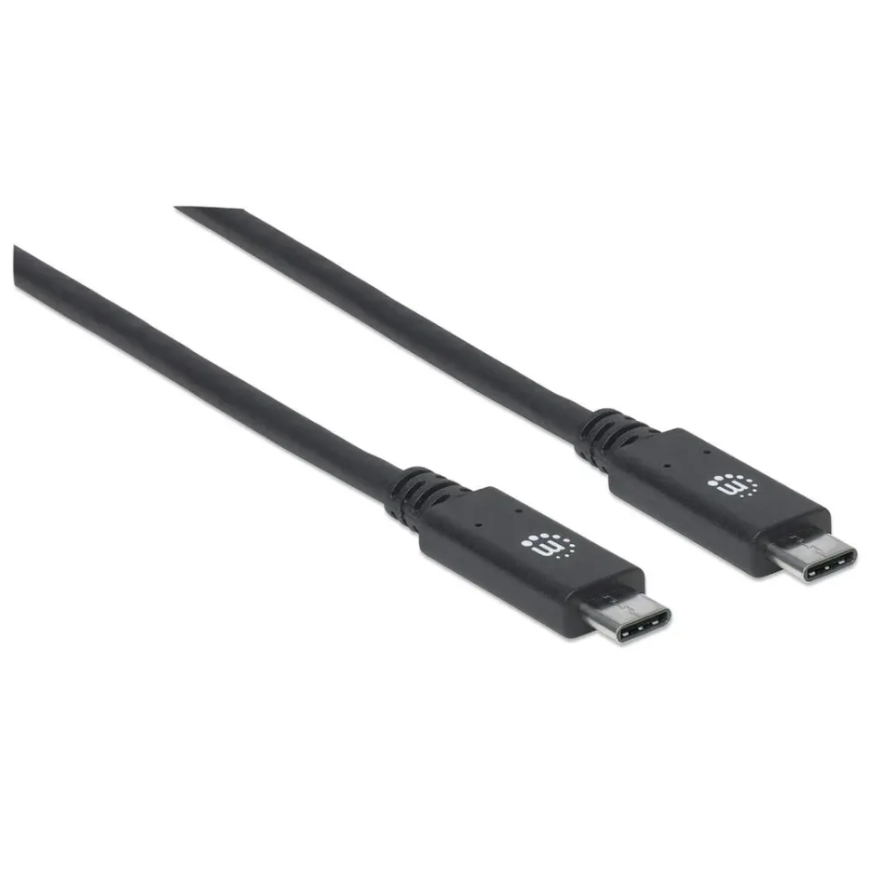 Manhattan USB-C kabel, USB 3.1 Gen 2, USB-C Male na USB-C Male, 10 Gbps, 5 A, 1m, černá