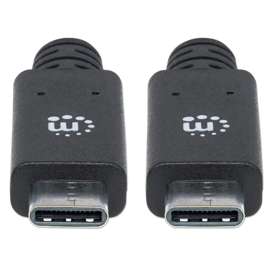 Manhattan USB-C kabel, USB 3.1 Gen 2, USB-C Male na USB-C Male, 10 Gbps, 5 A, 1m, černá