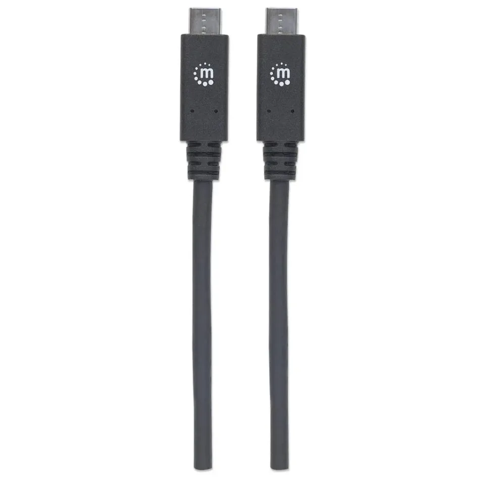 Manhattan USB-C kabel, USB 3.1 Gen 2, USB-C Male na USB-C Male, 10 Gbps, 5 A, 1m, černá