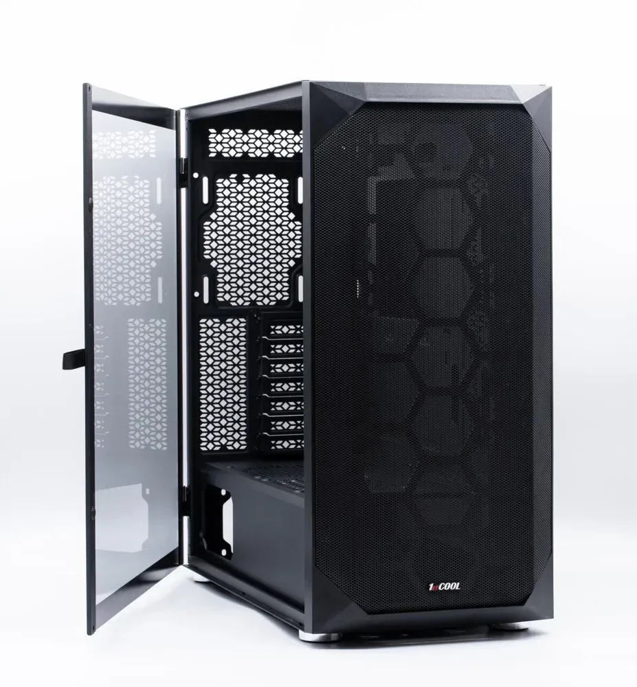 1stCOOL Middle Tower WIND STORM Black + sada ARGB, ATX černý, bez zdroje, ATX (2xUSB2+ 1xUSB3+ Audio, bočnice) (PC case)