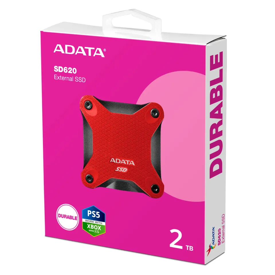 ADATA Externí SSD 2TB SD620, USB Micro-B, USB 3.2 Gen 2, R:520/W:460MB/s, červená