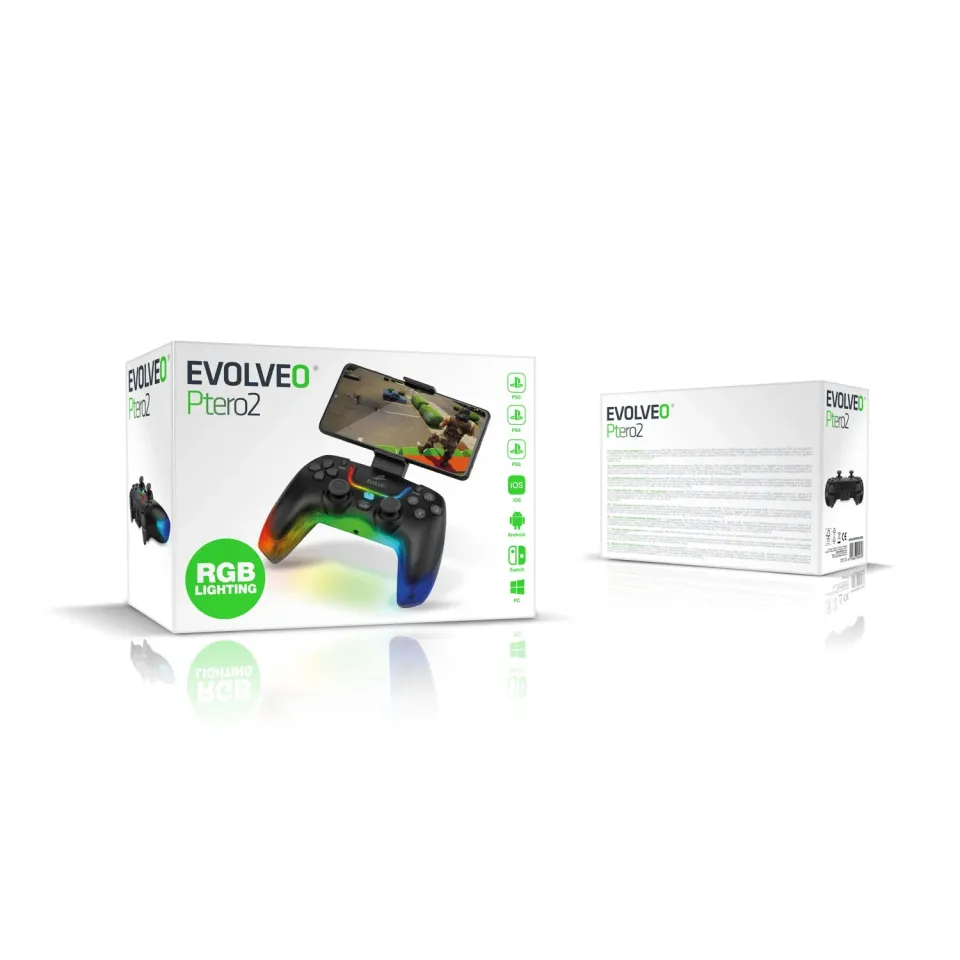 EVOLVEO Ptero2, bezdrátový & drátový gamepad pro PC, PS3/4/5, iOS, Android, Swit