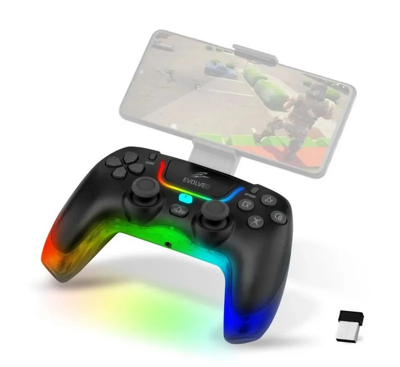 EVOLVEO Ptero2, bezdrátový & drátový gamepad pro PC, PS3/4/5, iOS, Android, Swit