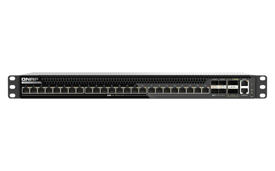 QNAP řízený switch QSW-M7230-2X4F24T (24x 10GbE port, 4x 25Gb port, 2x 100Gb port)