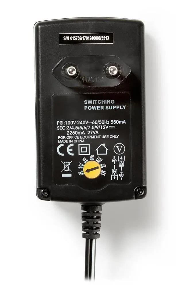 Nedis ACPA007 - Univerzální napájecí adaptér | 3/4,5/6/7,5/9/12 V DC | 2,25 A